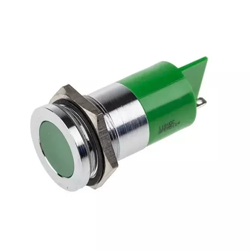 RS PRO Green Panel Mount Indicator 110V DC, Mounting Hole Size 22 mm, IP Rating IP67, Model No 8332908