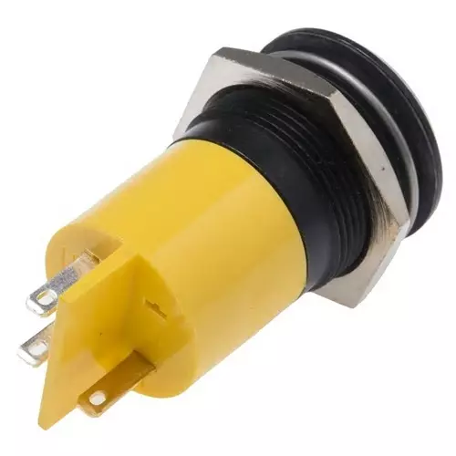 RS PRO Yellow Panel Mount Indicator 48-65V DC, Mounting Hole Size 22 mm, Termination Type , Model No 207056