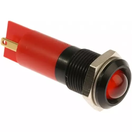 RS PRO Red Panel Mount Indicator 240V AC, Mounting Hole Size 14.5 mm, Termination Type Solder Tab, IP Rating IP40, Model No 209412