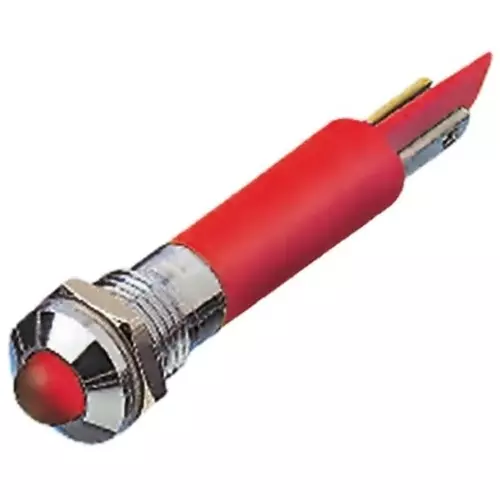 RS PRO Red Panel Mount Indicator 110V AC, Mounting Hole Size 8 mm, Termination Type Solder Tab, Model No 205218