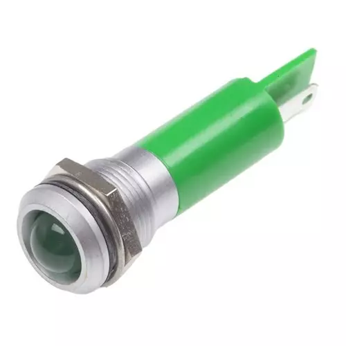 RS PRO Green Panel Mount Indicator 230V AC, Mounting Hole Size 12 mm, IP Rating IP67, Model No 209563