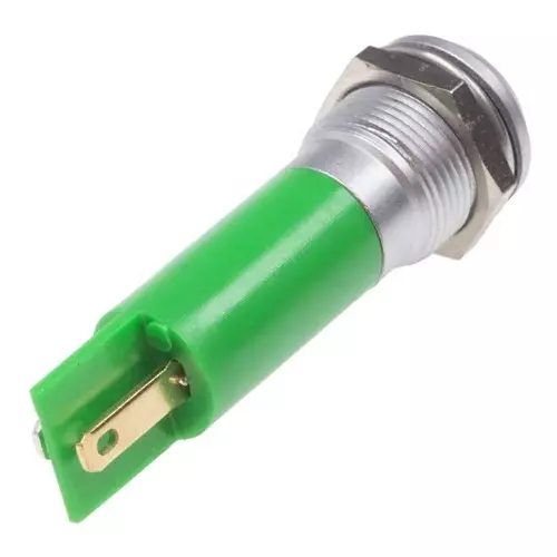 RS PRO Green Panel Mount Indicator 230V AC, Mounting Hole Size 12 mm, IP Rating IP67, Model No 209563