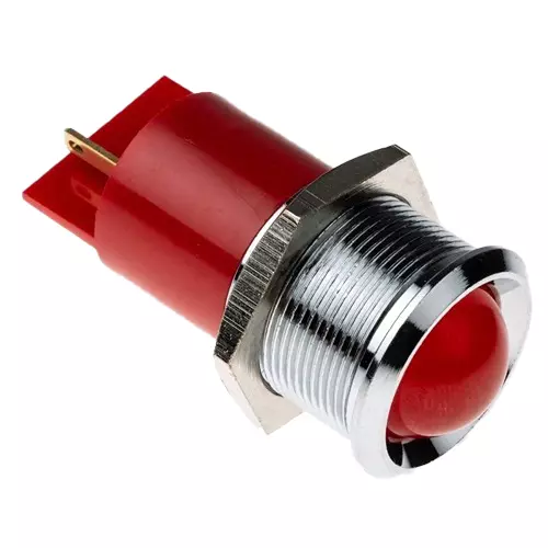 RS PRO Red Panel Mount Indicator 48-65V DC, Mounting Hole Size 22 mm, Termination Type , Model No 212064