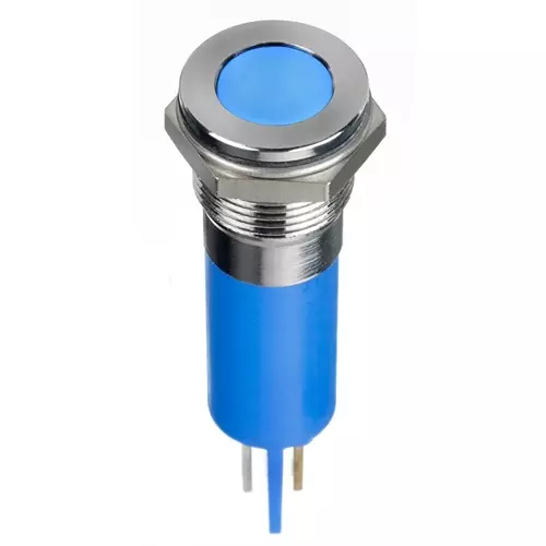 RS PRO Blue Panel Mount Indicator 220V AC, Mounting Hole Size 12 mm, Termination Type Faston, Solder Lug, IP Rating IP67, Model No 1246415