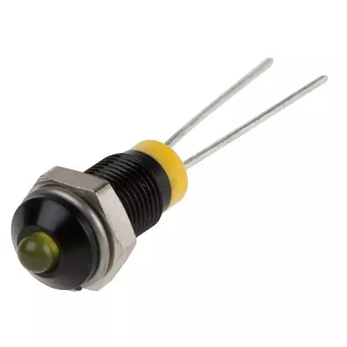 RS PRO Yellow Panel Mount Indicator 2V DC, Mounting Hole Size 6 mm, Termination Type Lead Pin, Model No 211796