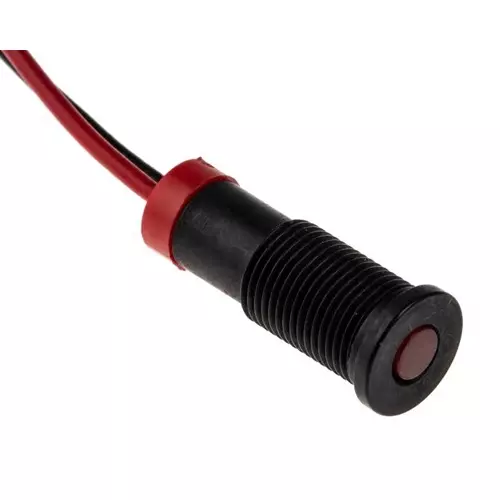 RS PRO Red Panel Mount Indicator 2V DC, Mounting Hole Size 6 mm, Termination Type Lead Wires, IP Rating IP67, Model No 7001842