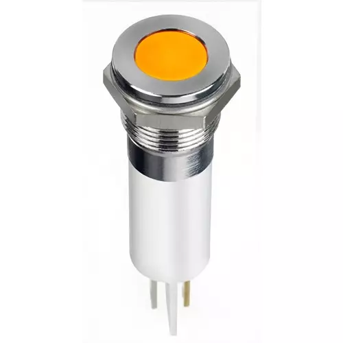 RS PRO Orange Panel Mount Indicator 12V DC, Mounting Hole Size 12 mm, Termination Type Faston, Solder Lug, IP Rating IP67, Model No 1246419