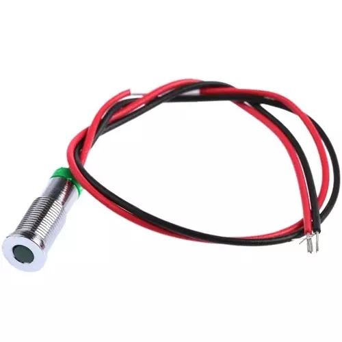 RS PRO Green Panel Mount Indicator 2V DC, Mounting Hole Size 6 mm, Termination Type Lead Wires, IP Rating IP67, Model No 7001794