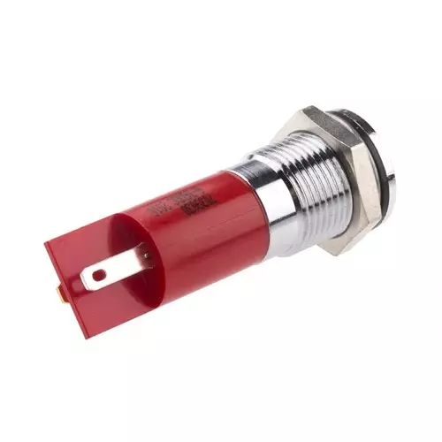 RS PRO Red Panel Mount Indicator 6-36V DC, Mounting Hole Size 14 mm, Termination Type Solder Tab, IP Rating IP67, Model No 7039030