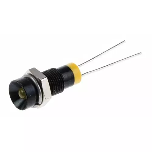 RS PRO Yellow Panel Mount Indicator 2V DC, Mounting Hole Size 6 mm, Termination Type Lead Pin, Model No 211926