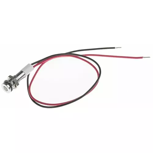 RS PRO White Panel Mount Indicator 12V DC, Mounting Hole Size 6 mm, Termination Type Lead Wires, IP Rating IP67, Model No 7001820