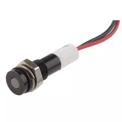 RS PRO White Panel Mount Indicator 24V DC, Mounting Hole Size 6 mm, Termination Type Lead Wires, IP Rating IP67, Model No 7001883