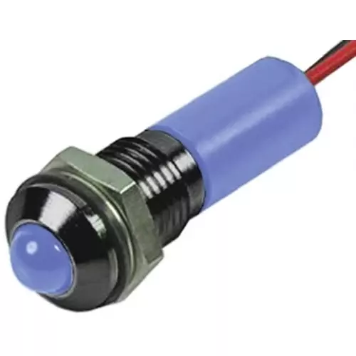 RS PRO Blue Panel Mount Indicator 24V DC, Mounting Hole Size 6 mm, Termination Type Lead Wires, IP Rating IP67, Model No 7227892
