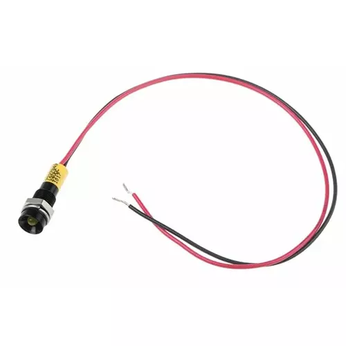 RS PRO Yellow Panel Mount Indicator 24V DC, Mounting Hole Size 6 mm, Termination Type Lead Wires, IP Rating IP67, Model No 7227849