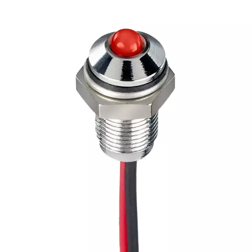 RS PRO Red Panel Mount Indicator 21.6-26.4V DC, Mounting Hole Size 6 mm, Termination Type Lead Wires, IP Rating IP67, Model No 1713763