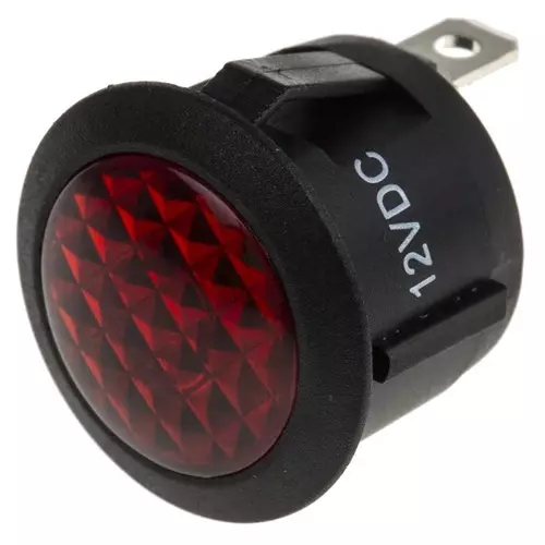 RS PRO Red Panel Mount Indicator 12V DC, Mounting Hole Size 20.6 mm, Termination Type , Model No 7932553