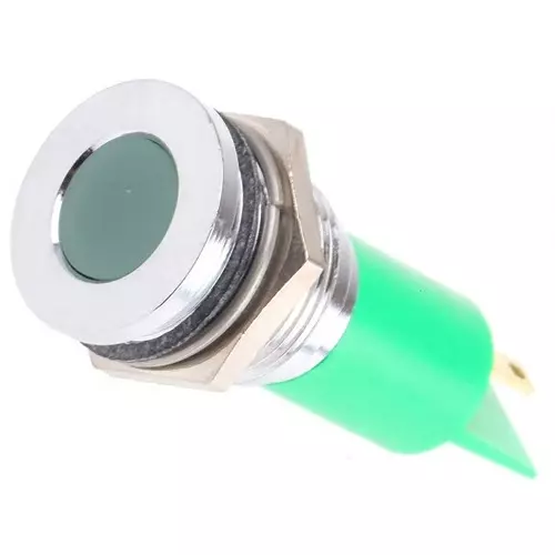 Buy RS PRO Green Panel Mount Indicator , Mounting Hole Size 16 mm, Termination Type Solder Tab, Model No 211724 from Industrybuying.com