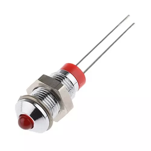 RS PRO Red Panel Mount Indicator 2V DC, Mounting Hole Size 6 mm, Termination Type Lead Pin, Model No 208712