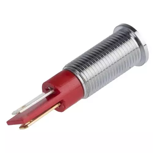 RS PRO Red Panel Mount Indicator 24V DC, Mounting Hole Size 8 mm, Termination Type Faston, Solder Lug, IP Rating IP67, Model No 9138703
