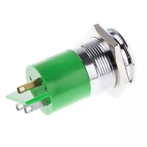 RS PRO Green Panel Mount Indicator 48-65V DC, Mounting Hole Size 22 mm, Termination Type , Model No 212238