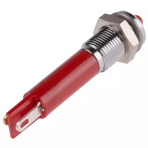 RS PRO Red Panel Mount Indicator 12V DC, Mounting Hole Size 6 mm, Termination Type Solder Tab, Model No 205173