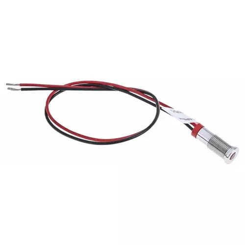 RS PRO Red Panel Mount Indicator 2V DC, Mounting Hole Size 6 mm, Termination Type Lead Wires, IP Rating IP67, Model No 7001791