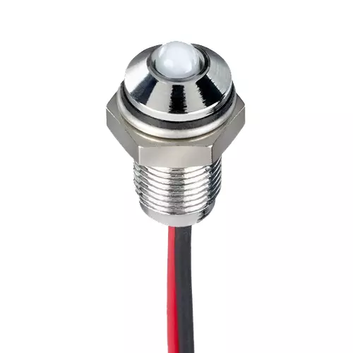 RS PRO White Panel Mount Indicator 10.8-13.2V DC, Mounting Hole Size 6 mm, Termination Type Lead Wires, IP Rating IP67, Model No 1713760