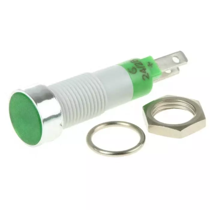 Signal Construct Green Panel Mount Indicator 24 - 28 V 8 mm Mounting Hole Size, SKCD08214