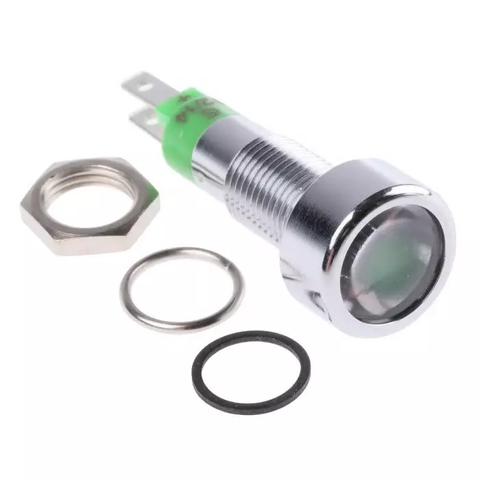 Signal Construct Green Panel Mount Indicator 12 - 14 V 8 mm Mounting Hole Size, SMLD08212