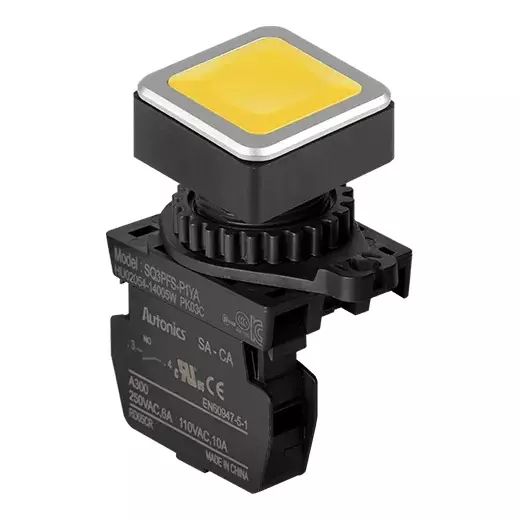 Autonics Pilot Light Yellow IP52 110 VAC~/10 A, 250 VAC~/6 A Contact Block Power Supply, SQ3PFS-P1YA