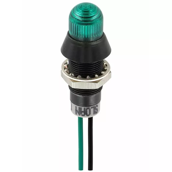 Sloan Green Panel Mount Indicator 5-28 V DC 8.2 mm Mounting Hole Size Lead Wires Termination IP68, 1781816G1G81NCL1
