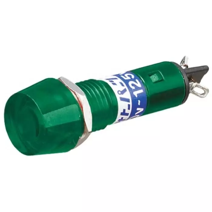 Sato Parts Green Neon Panel Mount Indicator 100-125 V AC 10.2 mm Mounting Hole Size Solder Tab Termination, BN-5701-1-G