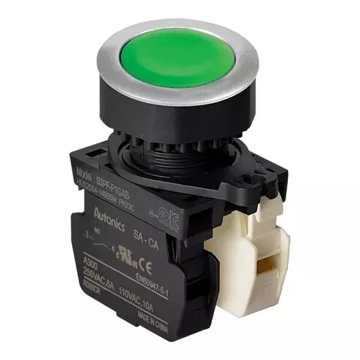 Autonics Pilot Light Green IP52 110 VAC~/10 A, 250 VAC~/6 A Contact Block Power Supply, S3PF-P1GAB