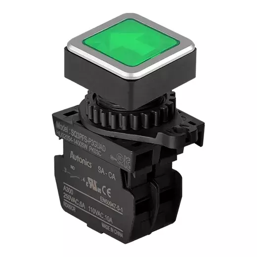 Autonics Pilot Light Green IP52 Protection Max. 20 mA LED Block Current Consumption, SQ3PFS-P3GUAD
