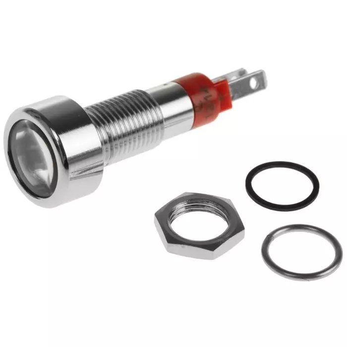 Signal Construct Red Panel Mount Indicator 12 - 14 V 8 mm Mounting Hole Size, SMLD08012