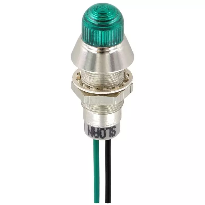 Sloan Green Panel Mount Indicator 5-28 V DC 8.2 mm Mounting Hole Size Lead Wires Termination IP68, 1782816G1G81NCL1