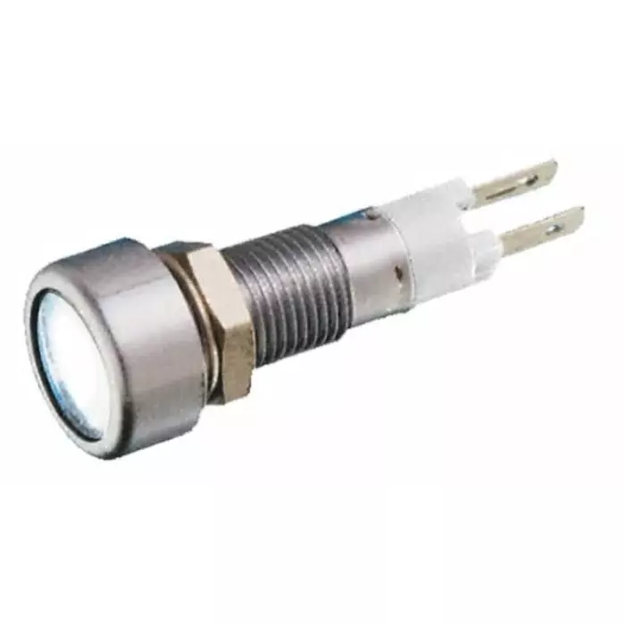 Signal Construct White Panel Mount Indicator 12 - 14 V 8 mm Mounting Hole Size Solder Tab Termination, SMLD08612