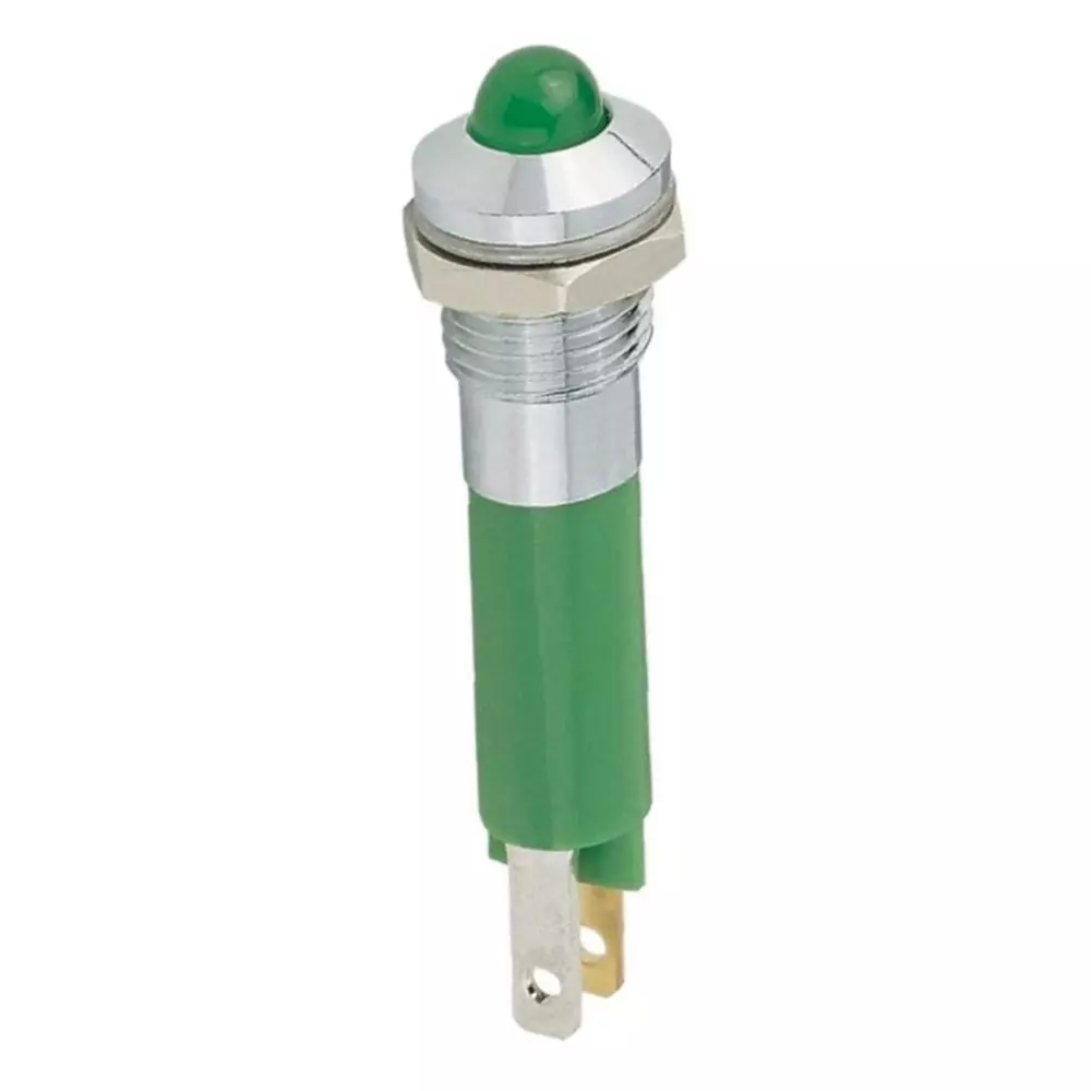 Signal Construct Blue Panel Mount Indicator 24 - 28 V 8 mm Mounting Hole Size Solder Tab Termination, SMQD08424