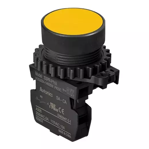 Autonics Pilot Light Yellow IP52 110 VAC~/10 A, 250 VAC~/6 A Contact Block Power Supply, S3PR-P1YA