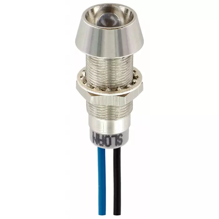Sloan Blue Panel Mount Indicator 5-28V 8.2x7.6 mm Mounting Hole Size Lead Wires Termination IP68, 338821010B91GCL1