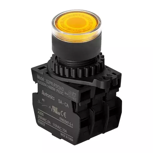 Autonics Pilot Light Yellow IP52 Protection Max. 20 mA LED Block Current Consumption, S2PR-P3Y2AL