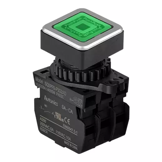 Autonics Pilot Light Green IP52 Protection Max. 20 mA LED Block Current Consumption, SQ3PFS-P3G2AD