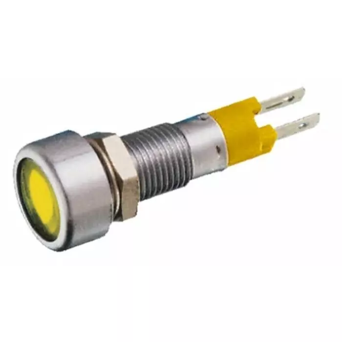 Signal Construct Yellow Panel Mount Indicator 12 - 14 V 8 mm Mounting Hole Size, SMLD08112