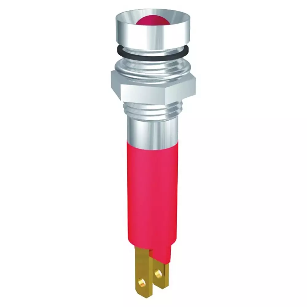 Signal Construct Red Panel Mount Indicator 230 V 8 mm Mounting Hole Size Solder Tab Termination, SWZU08028
