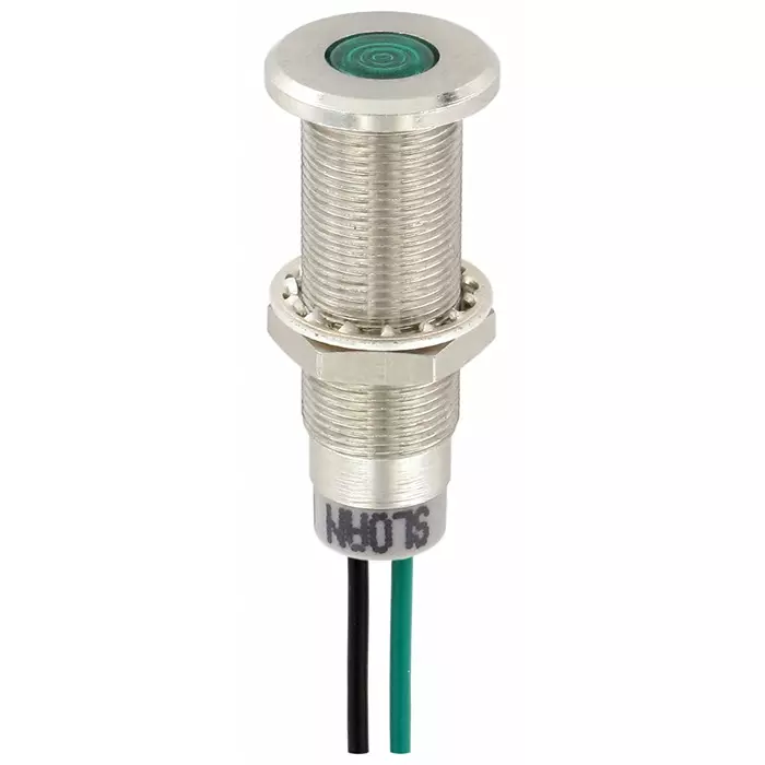 Sloan Green Panel Mount Indicator 5-28V 8.2x7.6 mm Mounting Hole Size Lead Wires Termination IP68, 348821G1G81NCL1