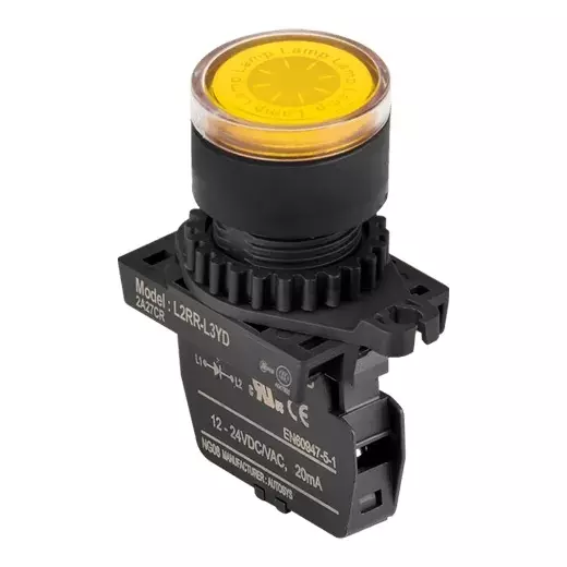 Autonics Pilot Light Yellow IP52 Protection Max. 20 mA LED Block Current Consumption, L2RR-L3YD