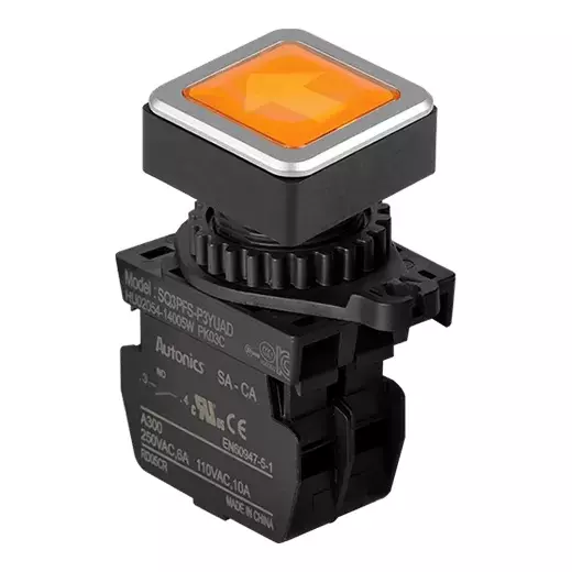 Autonics Pilot Light Yellow IP52 Protection Max. 20 mA LED Block Current Consumption, SQ3PFS-P3YUAL