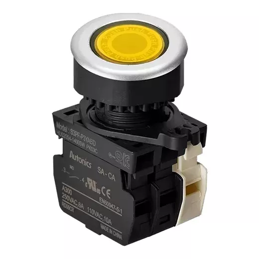 Autonics Pilot Light Yellow IP52 Protection Max. 20 mA LED Block Current Consumption, S3PF-P3YABD