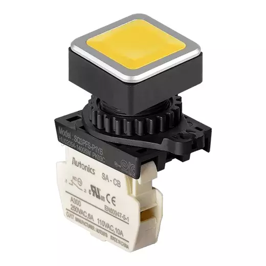 Autonics Pilot Light Yellow IP52 110 VAC~/10 A, 250 VAC~/6 A Contact Block Power Supply, SQ3PFS-P1YB