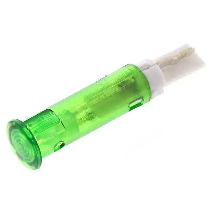 Signal Construct Green Panel Mount Indicator 5 - 7V 5 mm Mounting Hole Size Solder Tab Termination, SKGD05201